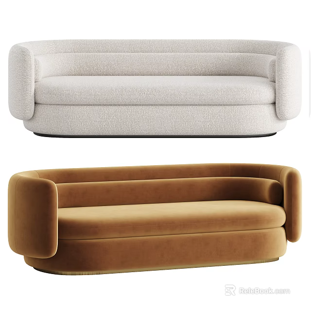 Modern Elegant Sectional Sofas in Beige and Brown with Comfortable Upholstered Design 3d model 