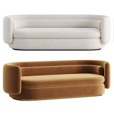 Modern Elegant Sectional Sofas in Beige and Brown with Comfortable Upholstered Design 3d model