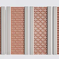 Perforated Red Brick Partition With Various Patterns And Gray Frames 3d model