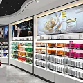 Modern Beauty Store Interior With Cosmetics Displays Shelves And Lighting Fixtures