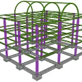 Industrial Metal Framework Structure With Steel Columns Green Beams And Grid Design