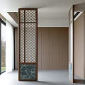 New Chinese Style Screen Glass Partition Solid Wood Screen Entrance Partition Flower Window 3d model