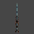 Mythical Ice Dagger with Blue Frost Blade Brown Leather Handle and Golden Accents