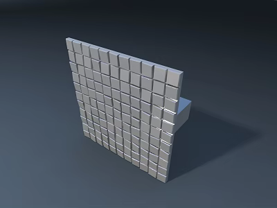 Modern Reception Desk With Modular Cube Structure And Silver Finish 3d model