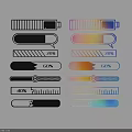 Colorful And Monochrome Line Design Elements With Progress Bars Sliders Rulers And Percentage Markers