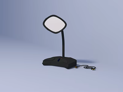 Black Desk Lamp With Curved Arm Oval Shade And Square Base Control Button 3d model