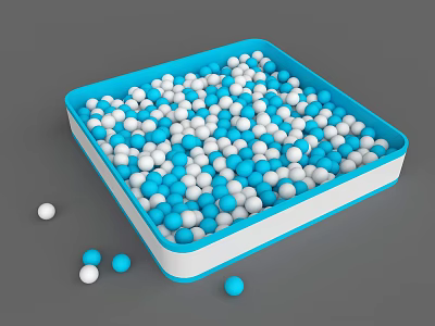 Kids Play Equipment Ball Pit With Blue And White Balls In Square Container 3d model