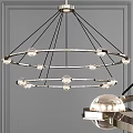 Modern Double Ring Chandelier With Transparent Glass Globe Bulbs And Metal Frame