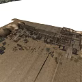 Aerial View Of Abandoned Old Industrial Factory Complex With Exposed Ruined Building Frames