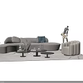 Modern Luxury Sofa And Coffee Table Set With Blue Pillows Blanket And Decorative Side Table 3d model