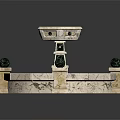 Garden Ornament Marble Fountain with Octagonal Base and Green Spherical Decorations