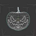Carved Pumpkin Plant Artwork Featuring Glowing Eyes And Spooky Mouth On Dark Background