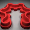 Modern Red Curved Sofa Featuring Sinuous Wave Shape For Interior Design 3d model