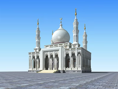 European Style Architecture With White Dome Spires And Arched Portico Design 3d model