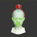 White Mannequin Head Featuring Red Bun Hairstyle With Front Bangs And Side Tresses