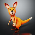 Cartoon Kangaroo Toy Character With Orange Body Big Ears And White Tail Tip Standing Pose