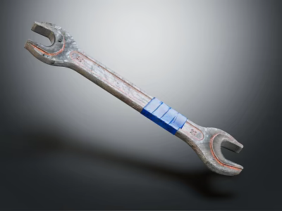Vintage Open End Wrench With Blue Tape For Hardware Tools Applications 3d model
