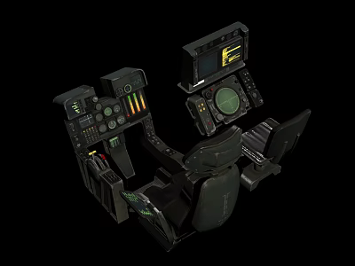Futuristic 3D Rendered Cockpit Furniture Seat With Console Control Panels Displays And Buttons 3d model