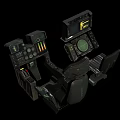 Futuristic 3D Rendered Cockpit Furniture Seat With Console Control Panels Displays And Buttons