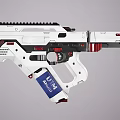 Futuristic White Red Black Rifle With Detailed Design Grip Barrel And UN AM 147 Label