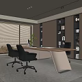Modern Office Interior Design With Ergonomic Chairs Wooden Desk And Floor To Ceiling Windows