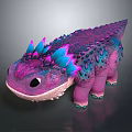 Cute Purple Pink Dragon With Blue Spikes And Colorful Spots Design
