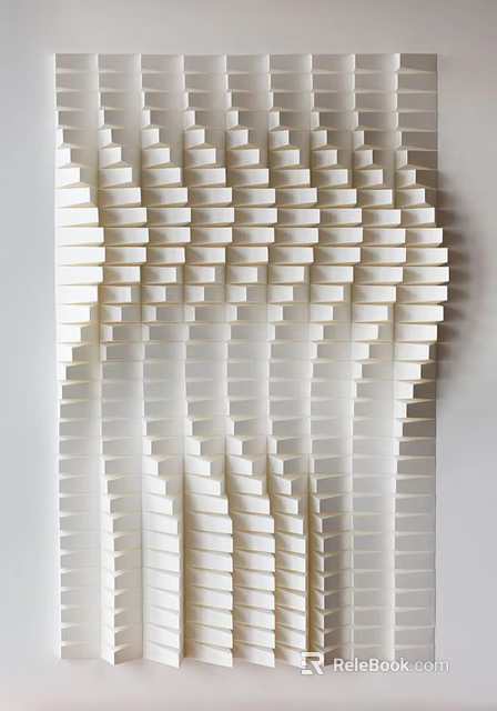 Modern 3D Structured White Layered Wall Decor With Geometric Elements 3d model 