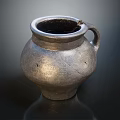 Glazed Silver Clay Pot Shaped Fish Tank Aquarium With Handle On Black Surface
