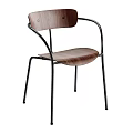 Wooden Leisure Chair With Metal Frame And Comfortable Backrest Seat Design