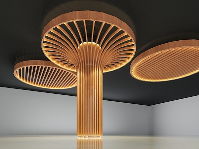 Modern Column Wood Grain Decorative Column 3d model