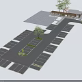 Eco Friendly Parking Lot With Multiple Spaces Green Trees And Central Landscaped Area