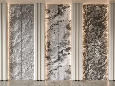 Modern Decorative Wall Panels With Various Textures Marble Patterns And Ambient Lighting 3d model