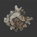 Natural Wood And Stone Decorative Piece With Tree Stump Shape Layered Texture Root Like Base
