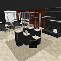 Modern Boutique Store Interior With Wooden Shelves Display Counters And Leather Bag