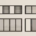 Modern Black Frame Windows And Sliding Doors For Home Interior Design 3d model