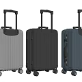 Modern Silver Black Blue Suitcases with Telescopic Handle and Rolling Wheels 3d model