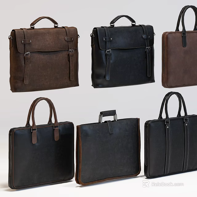 Genuine Leather Briefcases And Handbags In Various Colors And Styles 3d model 