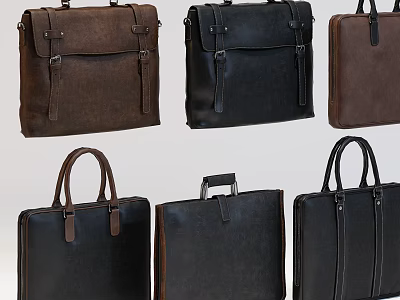 Genuine Leather Briefcases And Handbags In Various Colors And Styles 3d model