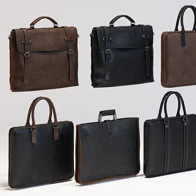 Genuine Leather Briefcases And Handbags In Various Colors And Styles 3d model