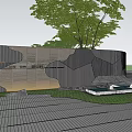 Landscape Wall Design With Green Plants Curved Paths And Paved Surfaces