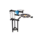 Industrial Rotating Platform Machine With Circular Table Holes Blue Motor And White Poles
