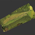 Detailed 3D Terrain Model With Green Vegetation And Yellow Land Undulating Topography