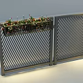 Modern Fence Designs With Flower Boxes Green Plants And Grid Patterns 3d model
