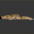 3D Island Terrain Model With Green Vegetation Brown Rocks And Ocean Waves