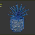 Indoor Green Plant With Long Leaves In Gray Pot With Circular Pattern
