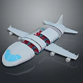 Cutaway Airplane Model Showing White Fuselage Blue Windows And Red Seats