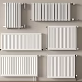 White Wall Mounted Radiators With Various Modern Styles And Home Heating Design 3d model