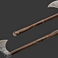Two Vintage Battle Axes With Metal Blades And Wooden Handles