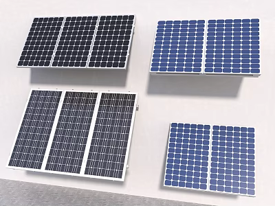 Different Types of Solar Panels Displayed on White Background Surface 3d model