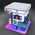 Vibrant Pepsi Themed Art Installation With Beverage Display Kiosk Structure 3d model